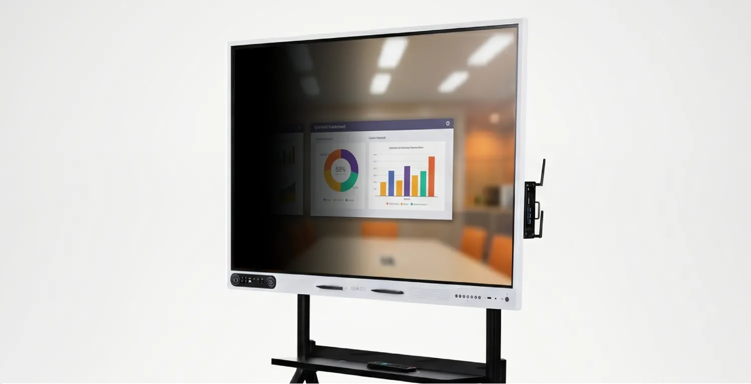 Anti-glare smart board display viewed from across a room