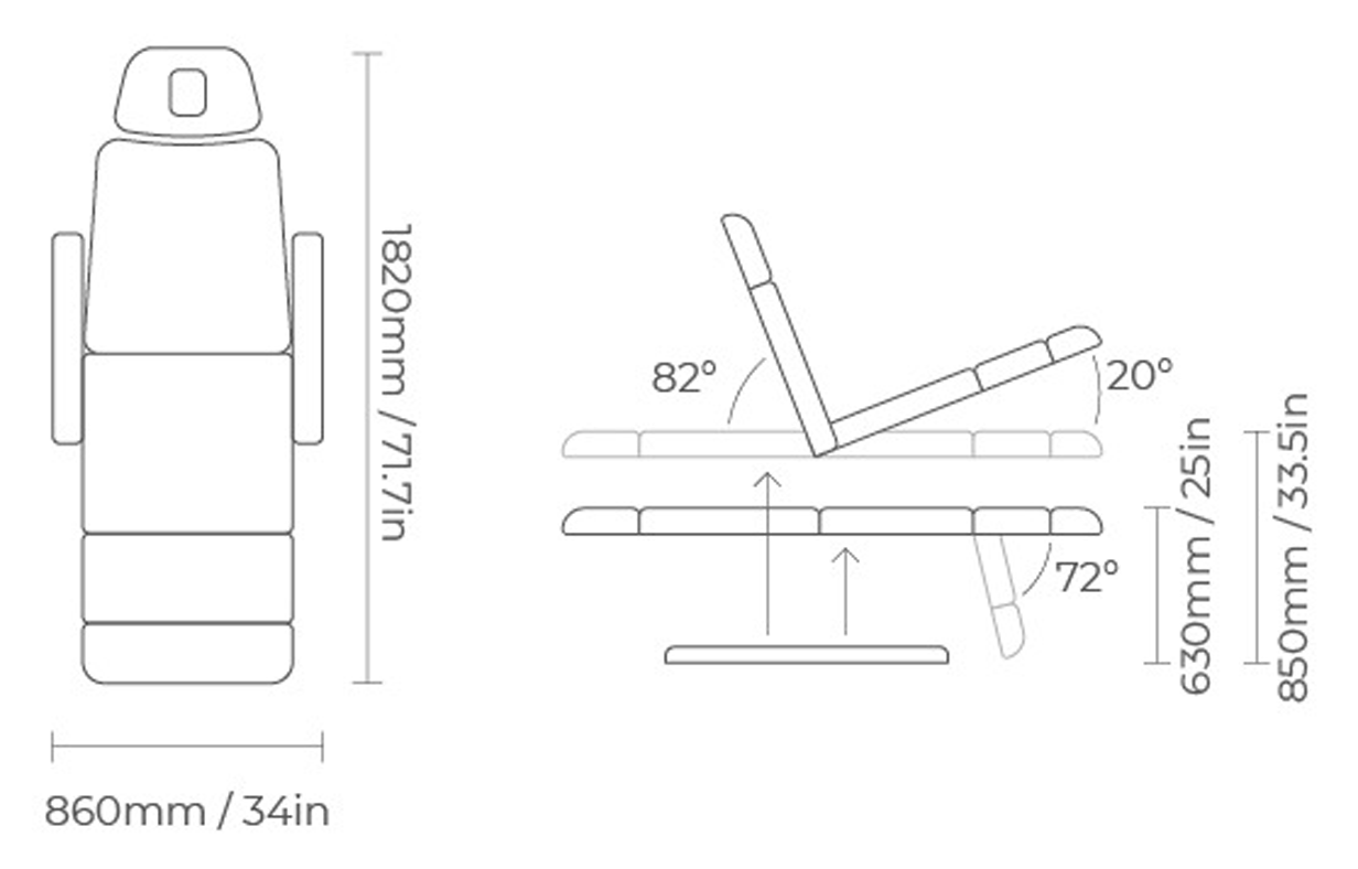 Solace Treatment Chair Dimensions