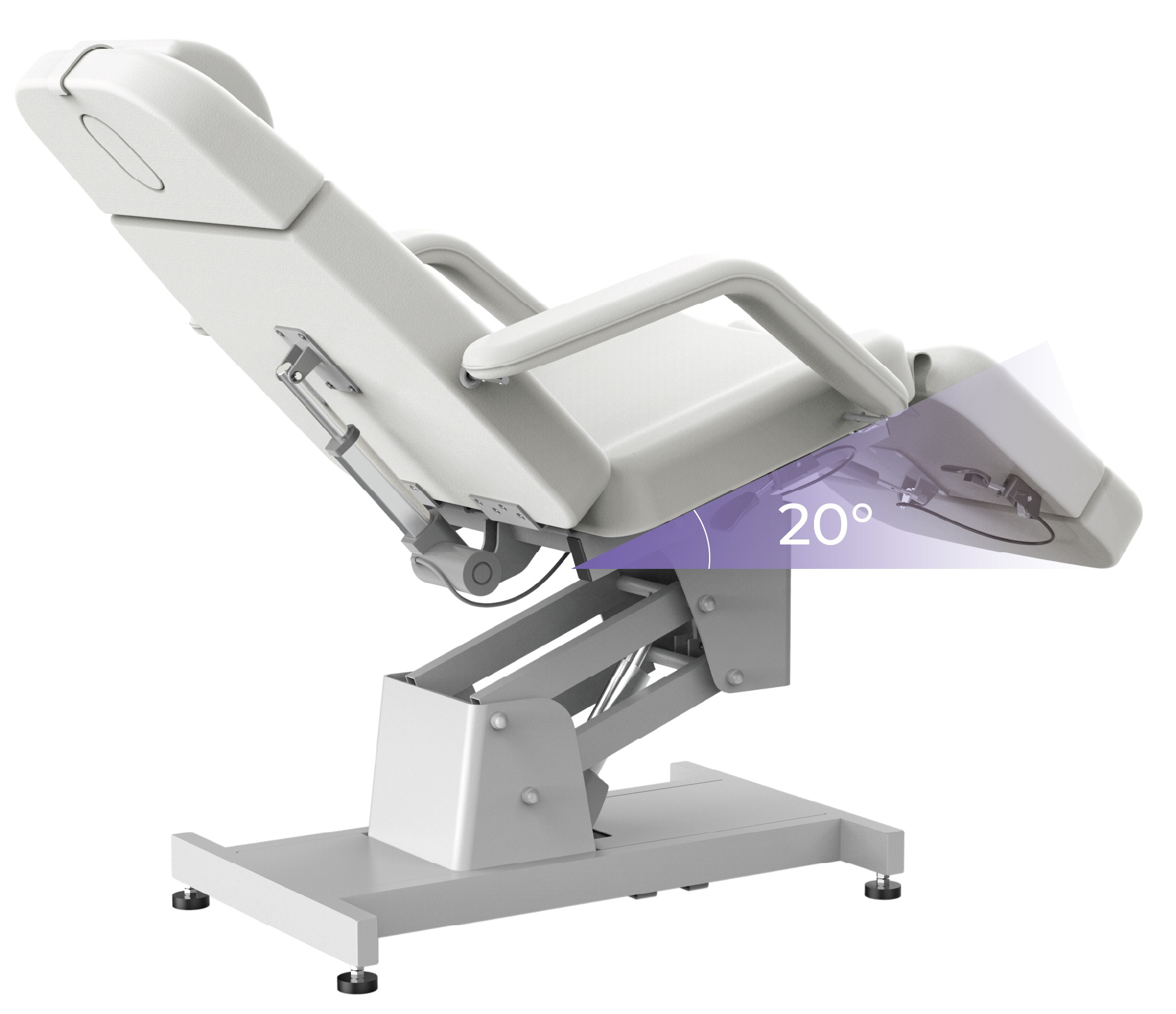 Zenith treatment chair has a 20 degree seat tilt