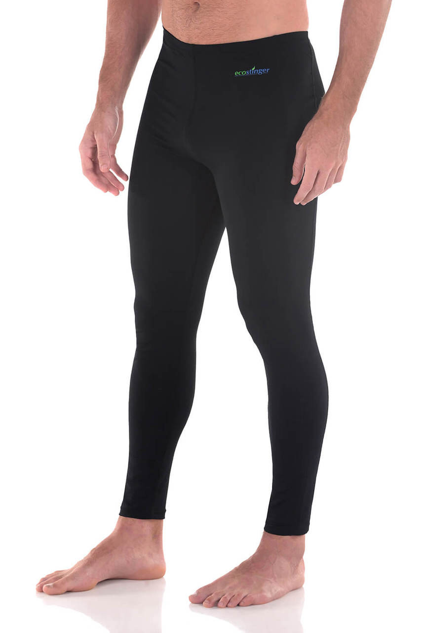 Men Sun Protective Clothing Swim Tights Full Legs UPF50+ Black (Chlorine  Resistant) - EcoStinger