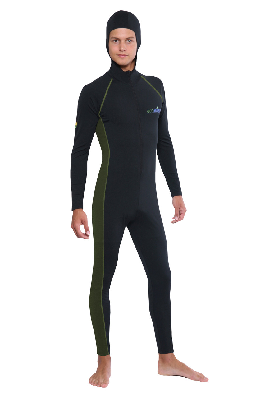 Men Surfing Stinger Suit Dive Skin UV Protection Swimsuit UPF50+ Black Blue  (Chlorine Resistant) - EcoStinger