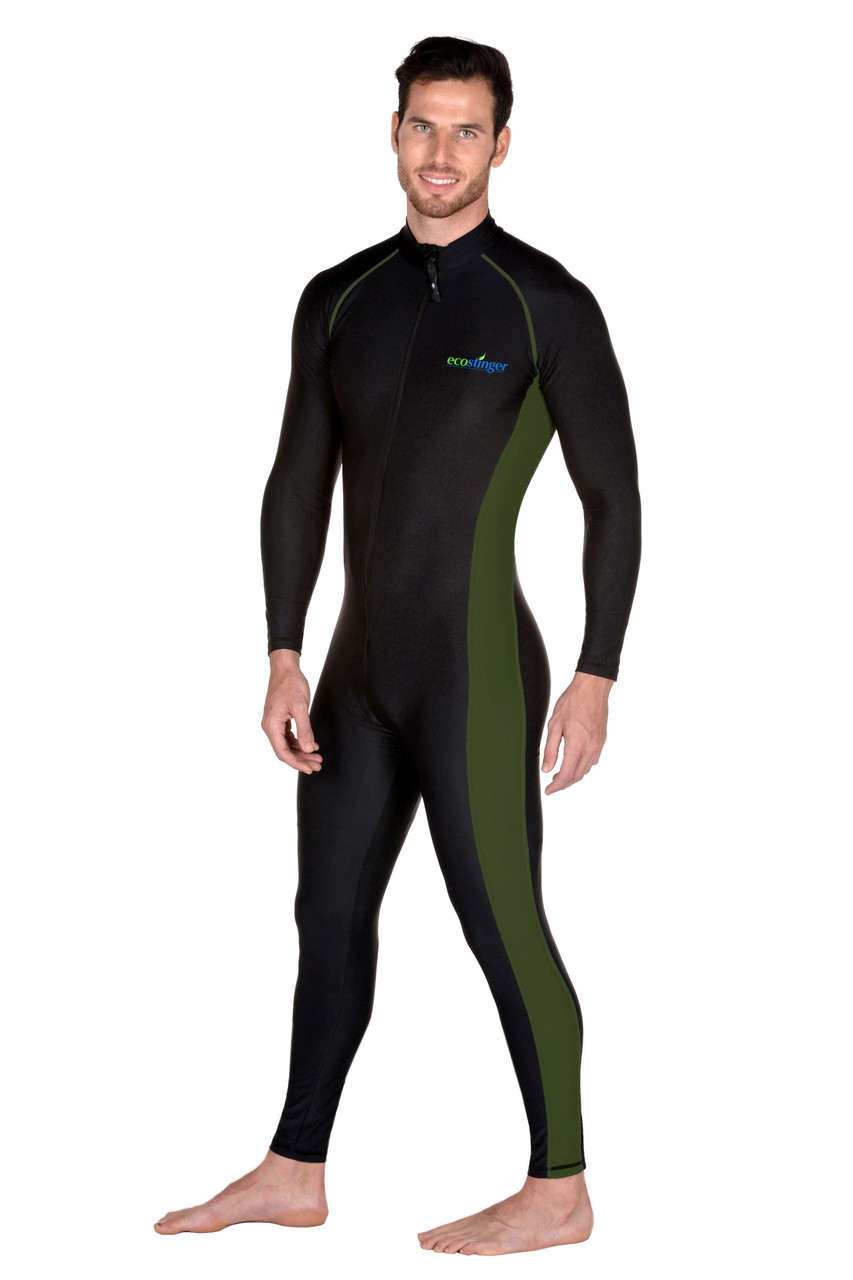 Men Surfing Swimsuit Stinger Suit Dive Skin UV Protection With Arm Pocket  Black Khaki (Chlorine Resistant) - EcoStinger