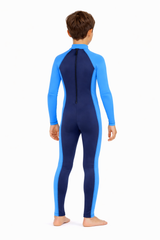 Boys Full Body Swimsuit Stinger Suit Long Sleeves UV Protection UPF50+ Navy Blue (Chlorine Resistant) back