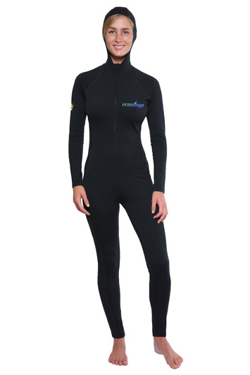 Women Full Body Swimsuit With Hood and Pocket UPF50+ UV Protection (Chlorine Resistant) Black 