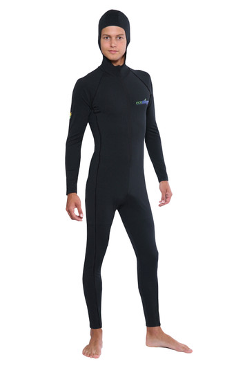 Men Stinger Suit Dive Skin With Hood and Arm Pocket UPF50+ UV Protection Black (Chlorine Resistant)