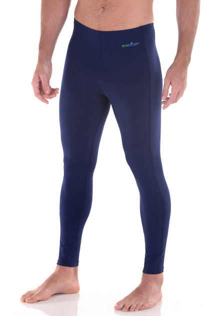 Men UV Protective Clothes Swim Tights Full Legs UPF50+ Navy (Chlorine Resistant)