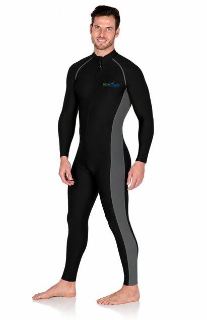 Men Full Body Stinger Swimsuit Dive Skin UPF50+ Black Sharkskin(Chlorine Resistant) 