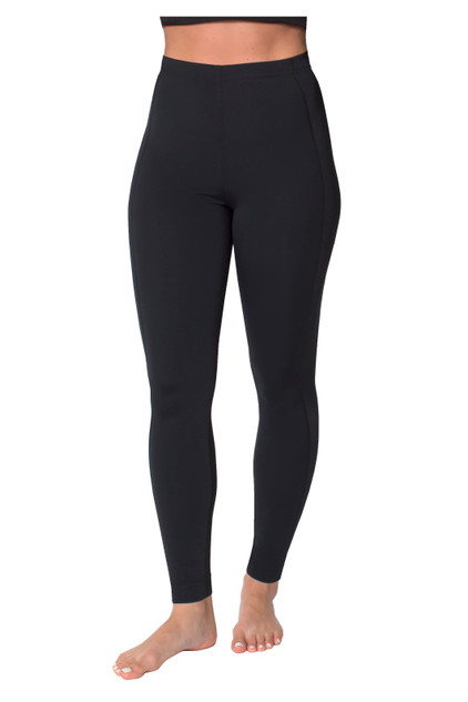 Women Swim Tight Full Legging High Waist UV Protective UPF50+ Black (Chlorine Resistant) 