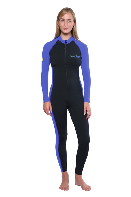 Women Full Body UV Swimsuit Stinger Suit Dive Skin UPF50+ Black Lavender (Chlorine Resistant)