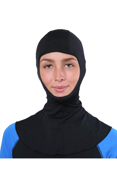 Women UV Protective Hood Balaclava UPF50+ Black (Chlorine Resistant)