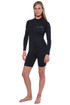Women Sunsuit Bodysuit Long Sleeves UV Protection Swimwear UPF50+ Black (Chlorine Resistant)