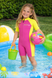Girls One Piece Sunsuit UV Protection Swimsuit UPF50+ Pink Yellow With Lining (Chlorine Resistant) - pool