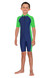 Boys One Piece Sunsuit Short Sleeves UV Protection Swimwear UPF50+ Navy Lime (Chlorine Resistant)