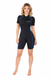 Women Sunsuit One Piece Swimsuit UV Protective UPF50+ Black Royal Stitch (Chlorine Resistant)