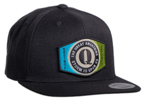 Q ANON Great Awakening Storm Upon Us Flat Brim Black Cap Q ANON Great Awakening Storm Upon Us Flat Brim Black Cap