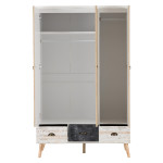 Nordic White 3 Door 3 Drawer Wardrobe