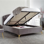 Pettine Grey Velvet Ottoman Bed