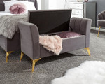 Pettine Grey Velvet Ottoman Storage Bench