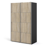 Verona 120cm Sliding Wardrobe with 2 Shelves in Oak Effect & Black