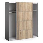 Verona 180cm Sliding Wardrobe with 2 Shelves in Oak Effect & Black