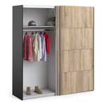 Verona 180cm Sliding Wardrobe with 2 Shelves in Oak Effect & Black