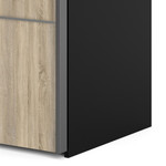 Verona 180cm Sliding Wardrobe with 5 Shelves in Oak Effect & Black