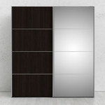 Verona 180cm Sliding Mirror Wardrobe with 5 Shelves in Black