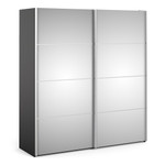 Verona 180cm Sliding Mirrored Wardrobe with 5 Shelves in Black