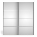 Verona 180cm Sliding Mirrored Wardrobe with 5 Shelves in Black