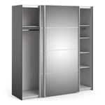 Verona 180cm Sliding Mirrored Wardrobe with 5 Shelves in Black