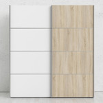 Verona 180cm Sliding Wardrobe with 2 Shelves in Mixed White & Oak Effect