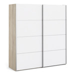 Verona 180cm Sliding Wardrobe with 2 Shelves in White & Oak Effect