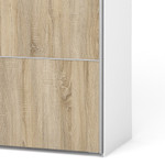 Verona 180cm Sliding Wardrobe with 5 Shelves in Oak Effect & White