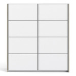 Verona 180cm Sliding Wardrobe with 5 Shelves in White & Oak Effect