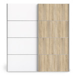 Verona 180cm Sliding Wardrobe with 5 Shelves in Mixed White & Oak Effect