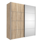 Verona 180cm Sliding Mirror Wardrobe with 5 Shelves in Oak Effect