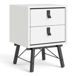 Winslow Rustic Matt White 2 Drawer Bedside Cabinet