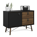 Winslow Rustic Matt Black Walnut Sideboard with 1 Door and 2 Drawers