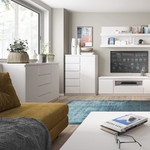 Fribo White Wide Sideboard with 2 Doors and 4 Drawers