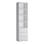 Fribo White Tall Narrow 3 Drawer Bookcase