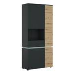 Luci Platinum and Oak 4 Door Tall Display Cabinet LH (including LED lighting)