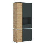 Luci Platinum and Oak 4 Door Tall Display Cabinet RH (including LED lighting)