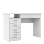 Function White Plus Desk with 5 Drawers 