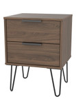 Hong Kong Carini Walnut 2 Drawer Bedside Cabinet with Hairpin Legs Welcome Furniture