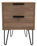 Hong Kong Carini Walnut 2 Drawer Bedside Cabinet with Hairpin Legs Welcome Furniture