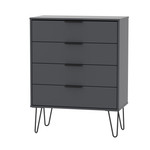 Hong Kong Graphite 4 Drawer Chest with Hairpin Legs