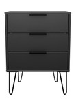 Hong Kong Graphite 3 Drawer Midi Chest with Hairpin Legs Welcome Furniture