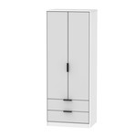 Hong Kong Grey Matt White 2 Door 2 Drawer Wardrobe