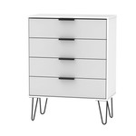 Hong Kong Grey Matt White 4 Drawer Chest with Hairpin Legs