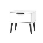 Hong Kong Matt White 1 Drawer Bedside Cabinet with Scandinavian Dark Legs